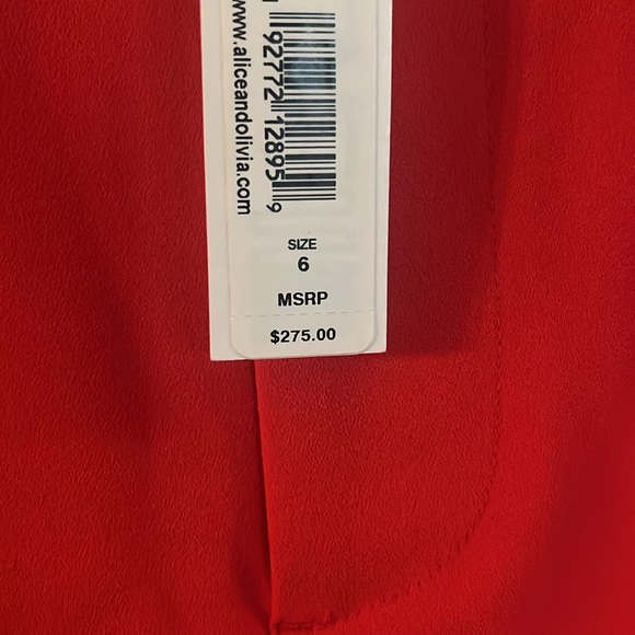 ALICE + OLIVIA Ardell Pleated Straight-Leg Pants Red size 6. - Picture 5 of 8